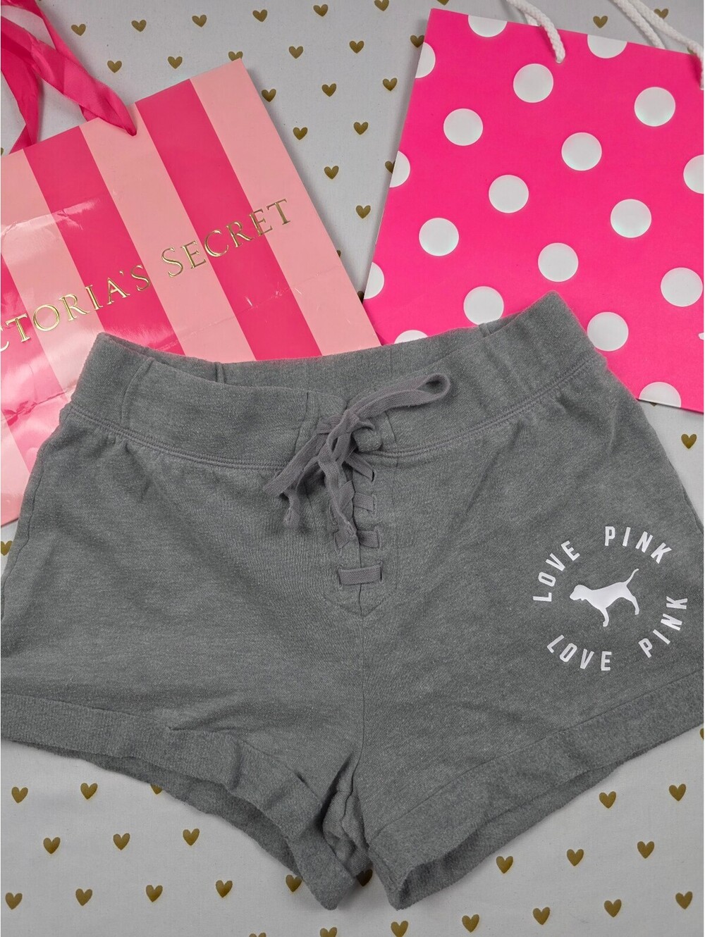 Victorias Secret PINK Love Lace Front Sweat Shorts XS